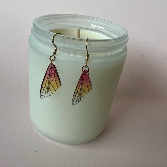 Pink and yellow earrings for women. - Picture 2 of 4